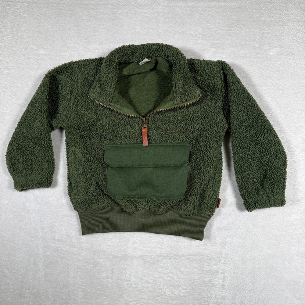 GOUMI‎ Kids Green Sherpa Fleece Half Zip Pullover Jacket 2T